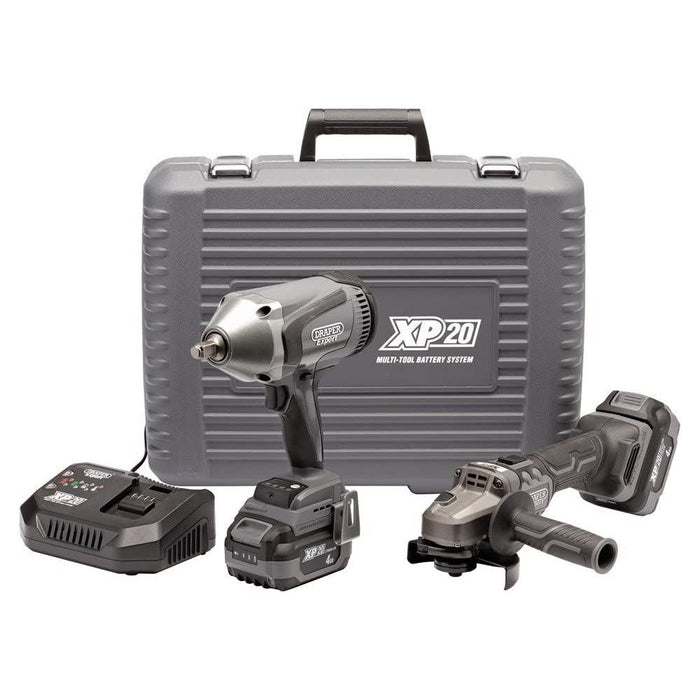 Draper XP20 20V Cordless Grinder and 1/2" Impact Wrench Kit 24047 Draper - Dynamic Drive