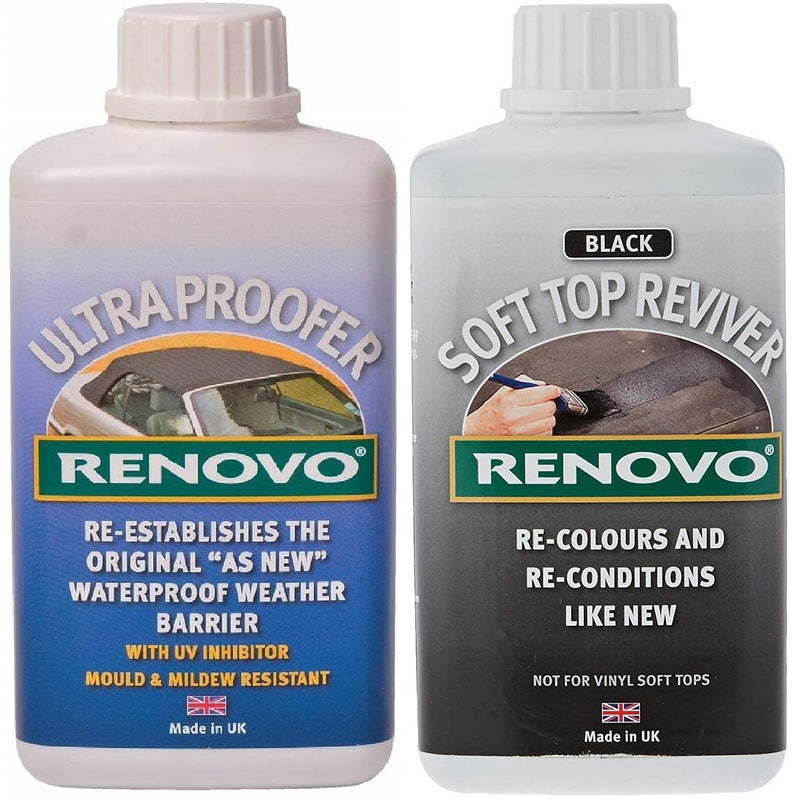 Renovo Soft Top Canvas Reviver "Black" & Waterproofer - 2 x 500ml Renovo  - Dynamic Drive