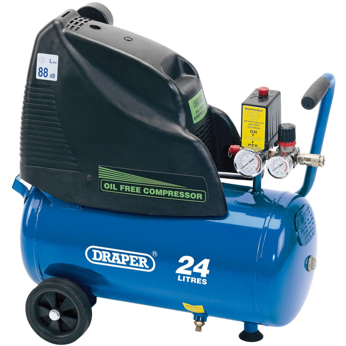 Draper Direct Drive Oil Free Air Compressor, 24L, 1.1kW 24978 Draper - Dynamic Drive