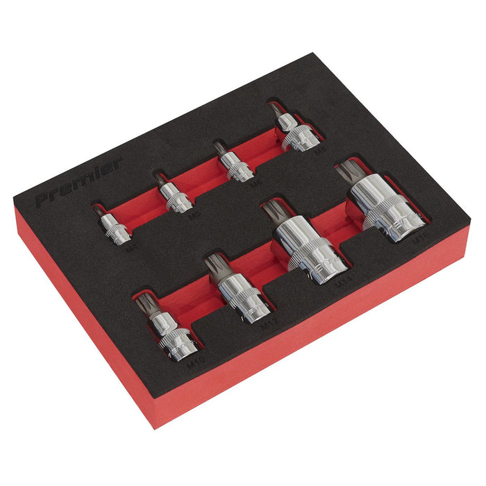 Sealey Spline Socket Bit Set 8pc 1/4" 3/8" & 1/2"Sq Drive AK6241 Sealey - Dynamic Drive