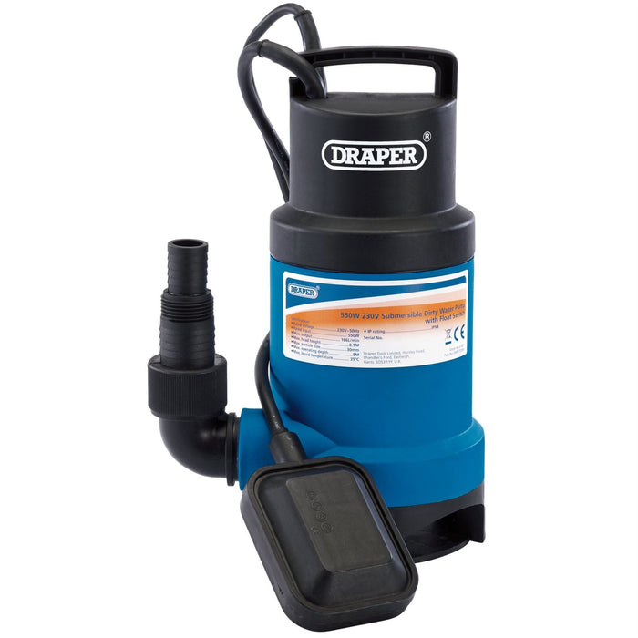 Draper Submersible Dirty Water Pump with Float Switch, 166L/min, 550W 61621 Draper - Dynamic Drive