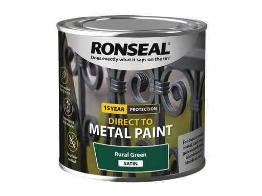 Ronseal Direct to Metal Paint Rural Green Satin 250ml Ronseal - Dynamic Drive