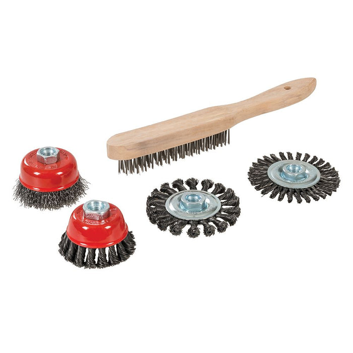 Silverline Wire Brush, Cup & Twist-Knot Wheel Set 5pce 5pce Silverline - Dynamic Drive