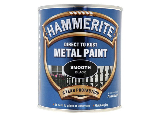 Hammerite Direct to Rust Smooth Finish Metal Paint Black 750ml Hammerite - Dynamic Drive