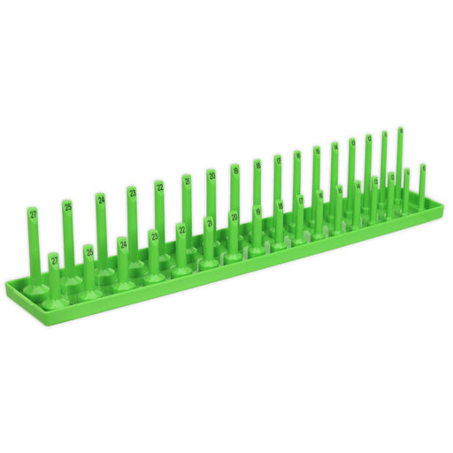 Sealey Premier High Visibility Green 1/2" Sq Drive Socket Holder Rail 10-27mm Sealey  - Dynamic Drive