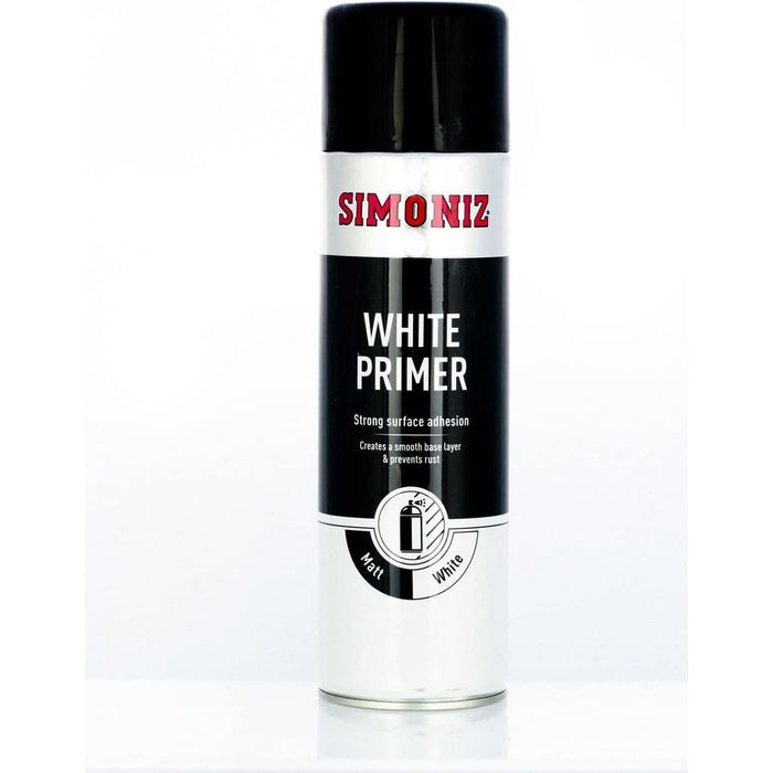 Simoniz Large Acrylic White Aerosol Smooth Primer Car Spray Paint 500ml Simoniz - Dynamic Drive