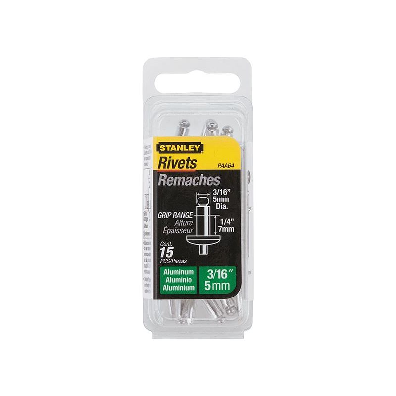 Stanley® Hand Tools 1-PAA64 Aluminium Rivets Medium 5 x 7mm Pack of 15 STANLEY® Hand Tools - Dynamic Drive