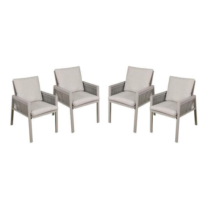 Dellonda Set of 4 Fusion Garden/Patio Aluminium Dining Chairs with Armrests - Light Grey Dellonda - Dynamic Drive