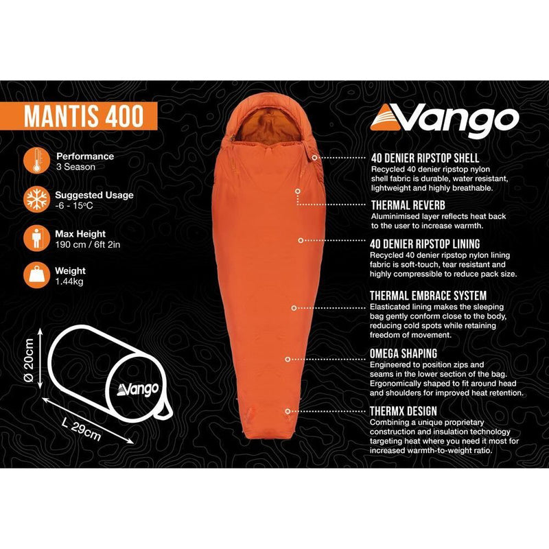 Vango Mantis 400 Sleeping Bag Harissa Vango - Dynamic Drive