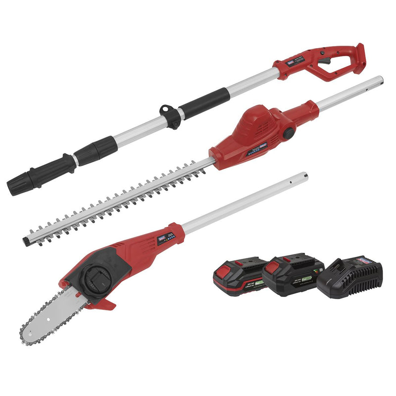 Sealey Telescopic Cordless Hedge Trimmer & Chainsaw Kit 20V SV20 Series 2 Batter Sealey - Dynamic Drive