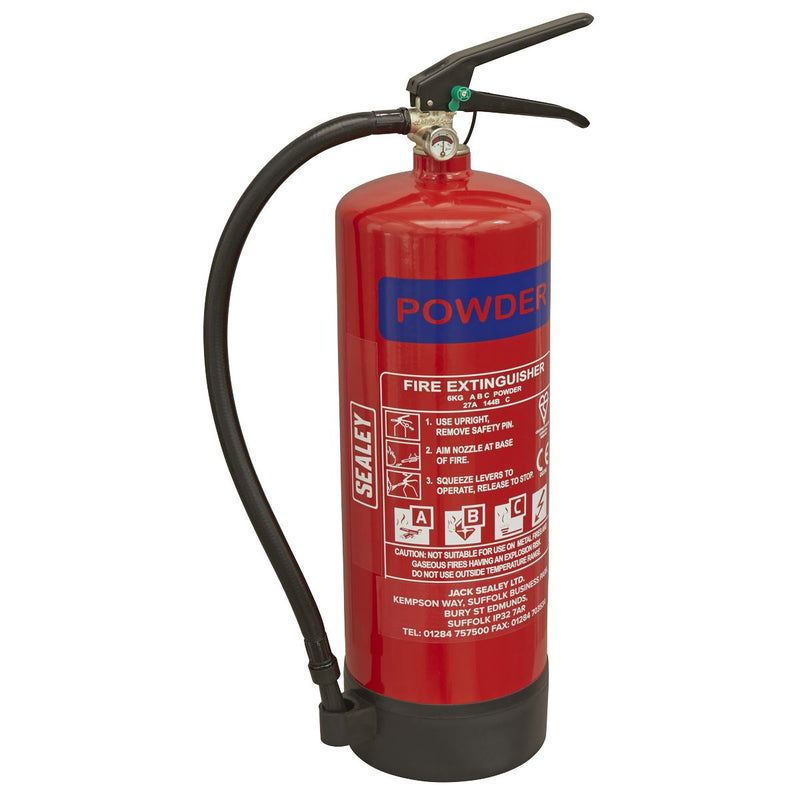 Sealey Fire Extinguisher 6kg Dry Powder SDPE06 Sealey - Dynamic Drive