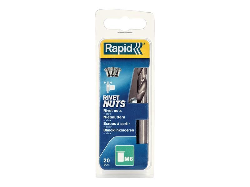 Rapid Steel Rivet Nuts M6 (Pack 20 + Free Drill Bit) Rapid - Dynamic Drive