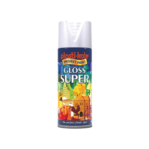 Plastikote Gloss Super Spray White 400ml PlastiKote - Dynamic Drive