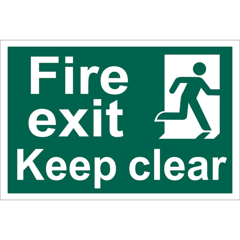 Draper Fire Exit Keep Clear' Safety Sign, 300 x 200mm, Design 1 72450 Draper - Dynamic Drive