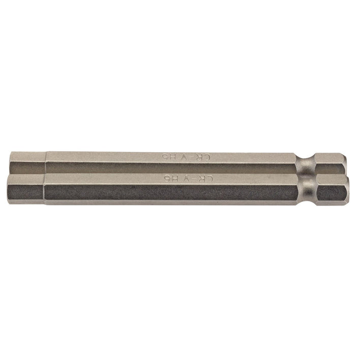 Draper Hexagonal Insert Bit, 6mm, 1/4" Hex, 75mm Long (Pack of 2) 64340 Draper - Dynamic Drive