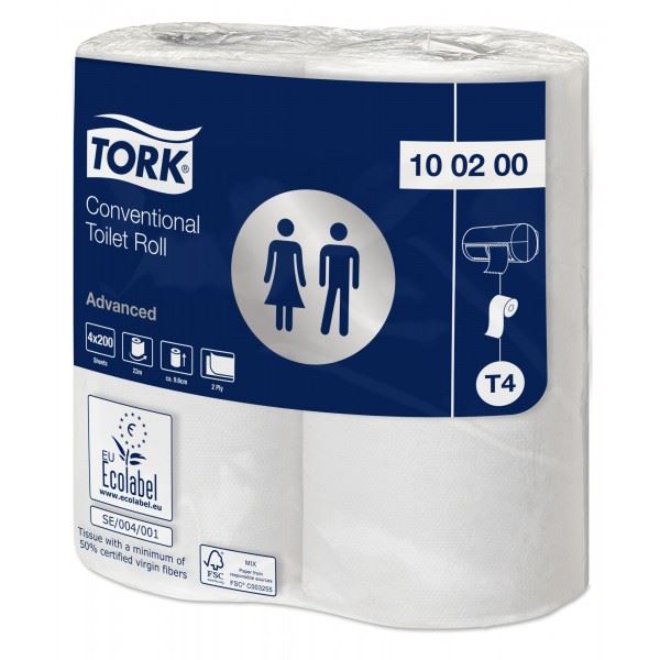 Tork 2 Ply Advanced Toilet Rolls - White - 36 Rolls of 200 Sheets Tork - Dynamic Drive
