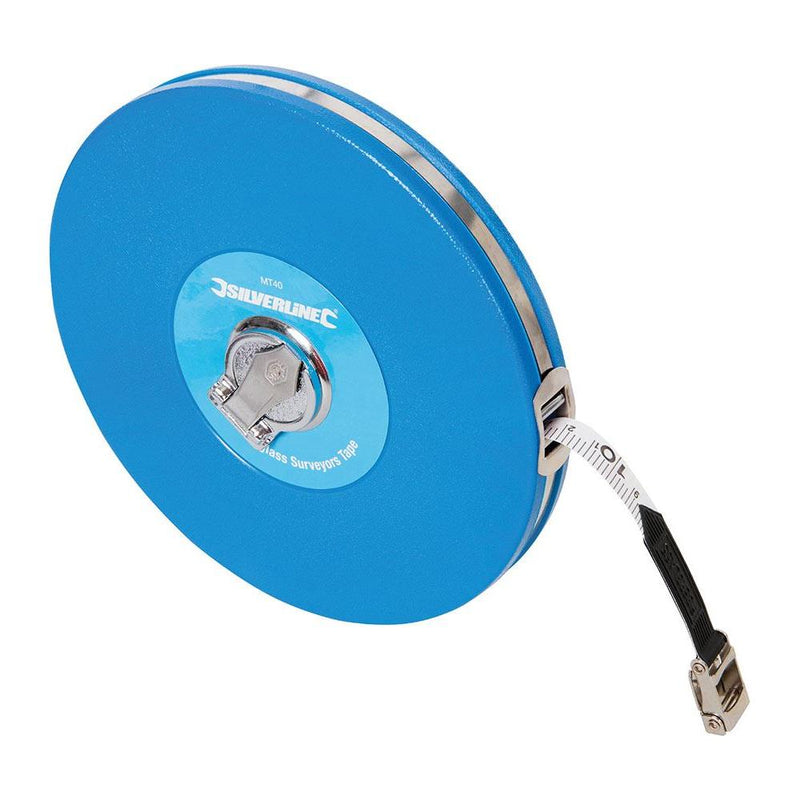Silverline Fibreglass Surveyors Tape 50m / 165ft x 13mm Silverline - Dynamic Drive
