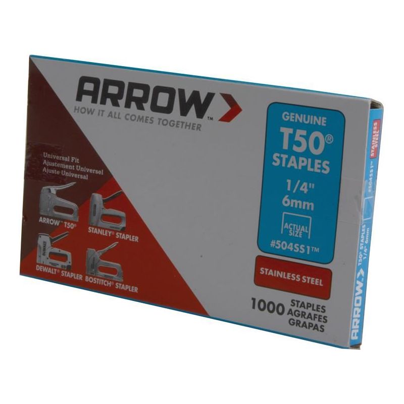 Arrow T50 Staples Stainless Steel 504SS 6mm (1/4in) (Box 1000) Arrow - Dynamic Drive