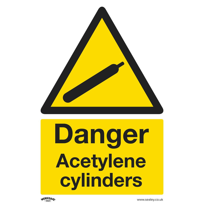 Sealey Warning Safety Sign Danger Acetylene Cylinders Self-Adhesive Vinyl Sealey - Dynamic Drive