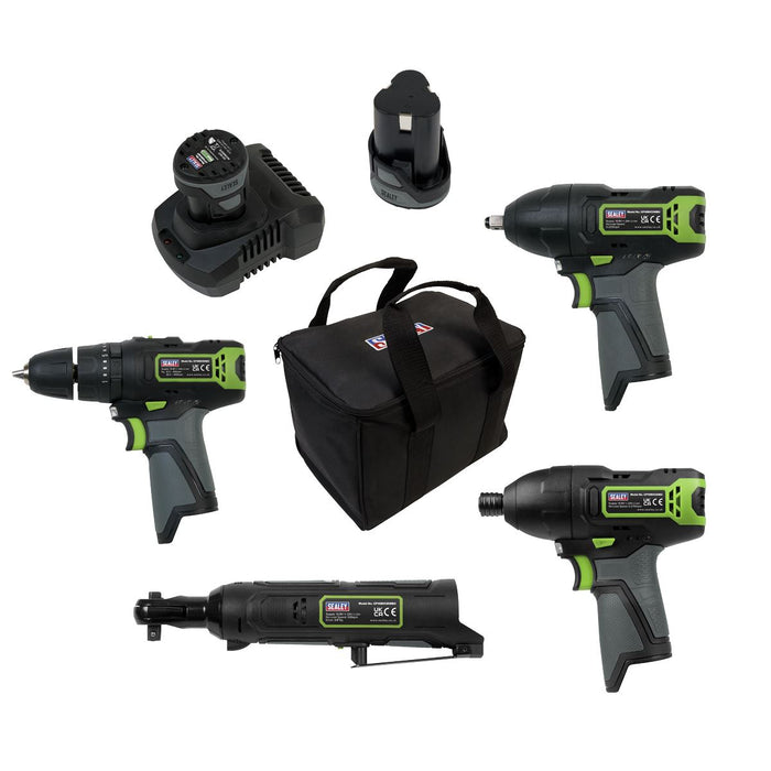 Sealey 4 x 10.8V SV10.8 Series Cordless Combo Kit 2 Batteries CP108VCOMBO2 Sealey - Dynamic Drive