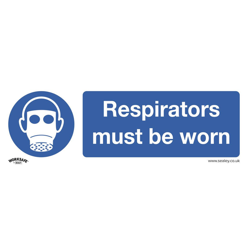 Sealey Mandatory Safety Sign Respirators Must Be Worn Rigid Plastic Pack of 10 Sealey - Dynamic Drive