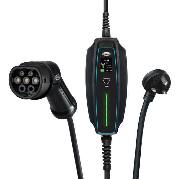 Ring Type 2 Electric Vehicle Plug in Charging Cable EV Charger UK 3 Pin 230V AC Ring Automotive - Dynamic Drive