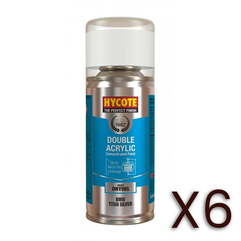 6x Hycote Aerosol Paint for Bmw Titan/Titanium Silver (Metallic)150ml Hycote - Dynamic Drive