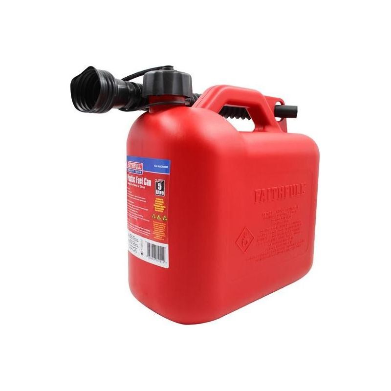 Faithfull Plastic Fuel Can Red 5 litre Faithfull - Dynamic Drive