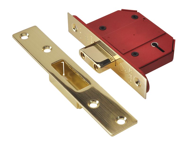 Union StrongBOLT 2100S BS 5 Lever Mortice Deadlock 68mm 2.5in Satin Brass Box UNION - Dynamic Drive