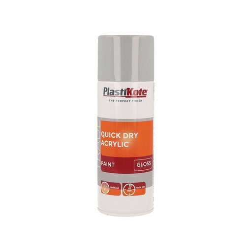 Plastikote Trade Quick Dry Acrylic Spray Paint Gloss Grey 400ml PlastiKote - Dynamic Drive