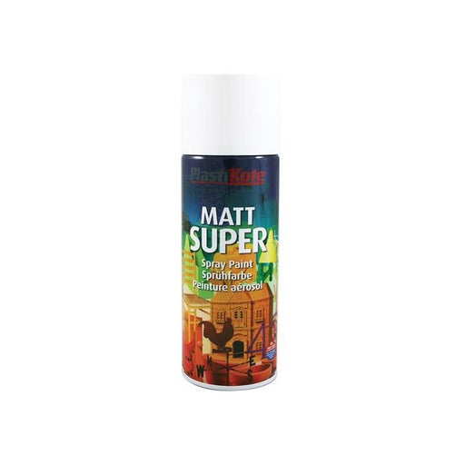 Plastikote Super Spray Matt White RAL 9016 400ml PlastiKote - Dynamic Drive
