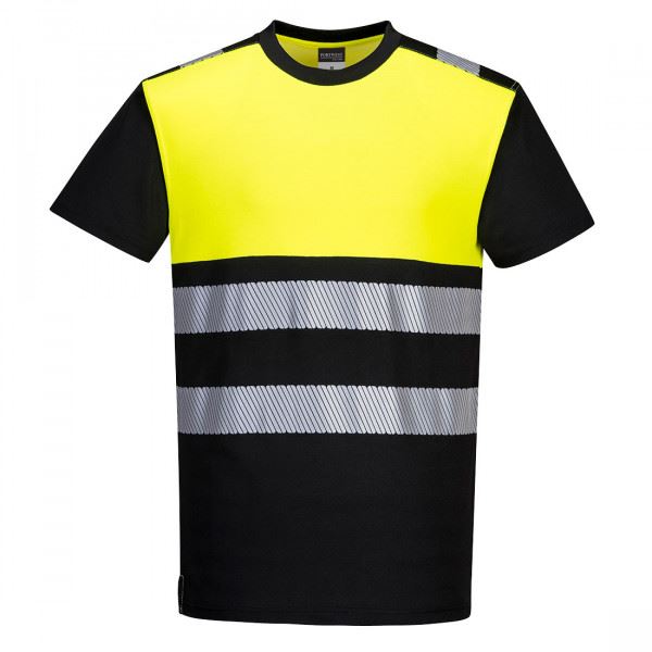 Portwest Pw3 Hi-Vis Cotton Comfort Class 1 T-Shirt S/S PW311BKYL Portwest - Dynamic Drive
