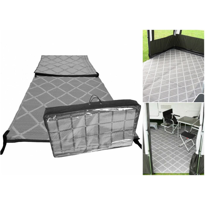 15.29 Paradise 2.5 x 2.5m Luxury Awning Carpet Moroccan Style Ground Sheet Grey Crusader - Dynamic Drive