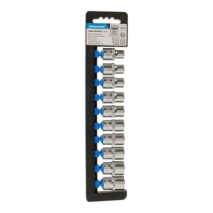 Silverline Socket Set 1/2" Drive 6pt Metric 10pce 10 - 19mm 245463 Silverline - Dynamic Drive