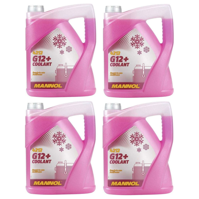4x 5L MANNOL RED Coolant Antifreeze G12+ Ready Mixed Long Life German Hi Spec Mannol - Dynamic Drive