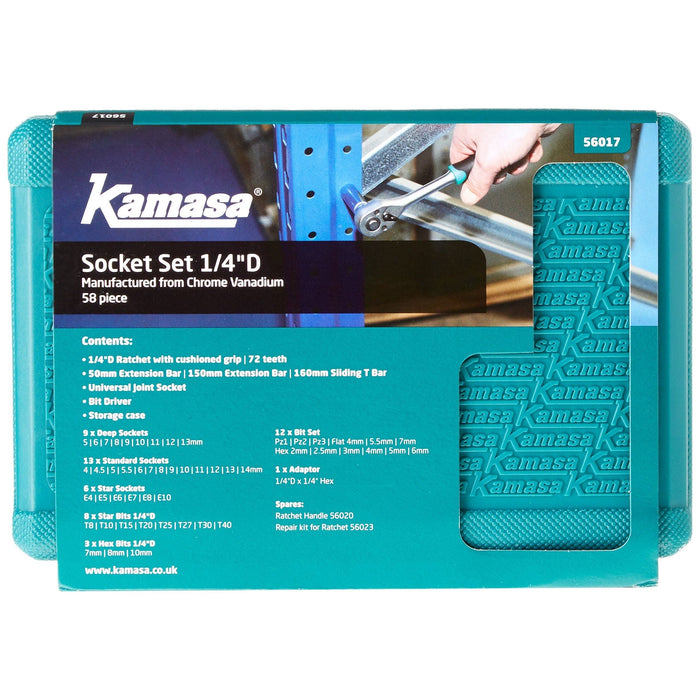 Kamasa Socket Set 1/4"D, 58pc 56017 Kamasa - Dynamic Drive