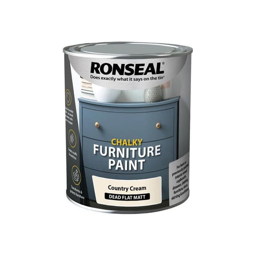 Ronseal Chalky Furniture Paint Country Cream 750ml Ronseal - Dynamic Drive