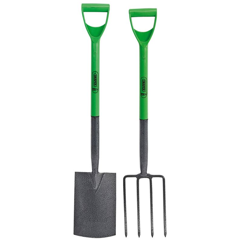 Draper Carbon Steel Garden Fork and Spade Set, Green 16566 Draper - Dynamic Drive