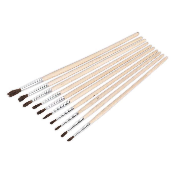 Sealey Touch-Up Paint Brush Assortment 10pc Wooden Handle PB2 Sealey - Dynamic Drive