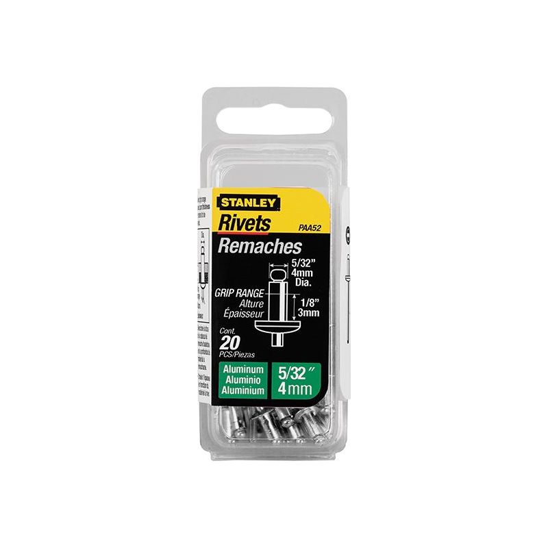 Stanley® Hand Tools 1-PAA52 Aluminium Rivets Short 4 x 3mm Pack of 20 STANLEY® Hand Tools - Dynamic Drive