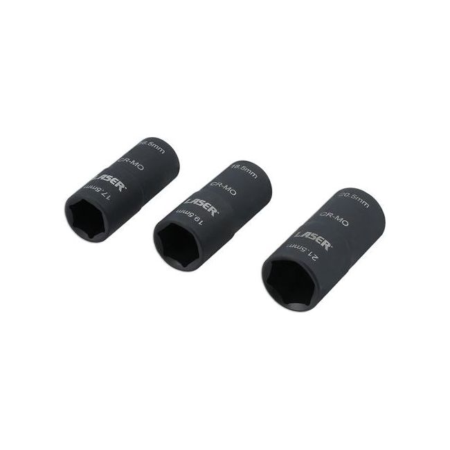 Laser Double Ended Damaged Wheel Nut Socket Set 3pc 8214 Laser - Dynamic Drive