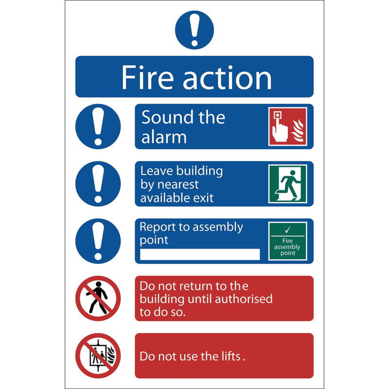 Draper Fire Action Procedure' Mandatory Sign, 200 x 300mm, Design 2 72156 Draper - Dynamic Drive