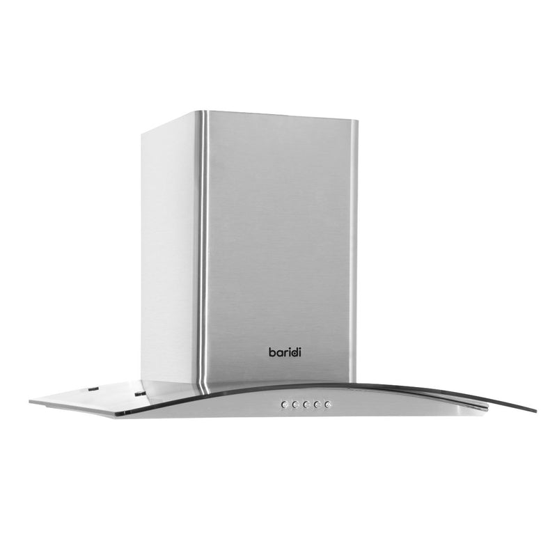 Baridi Curved Glass Cooker Hood Carbon Filters & LED Lights 60cm Stainless Steel Baridi - Dynamic Drive