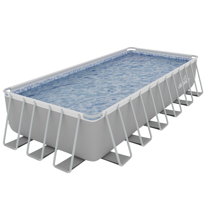 Dellonda Steel Frame Rectangular Swimming Pool - Step Ladder & Filter Pump 25ft Dellonda - Dynamic Drive