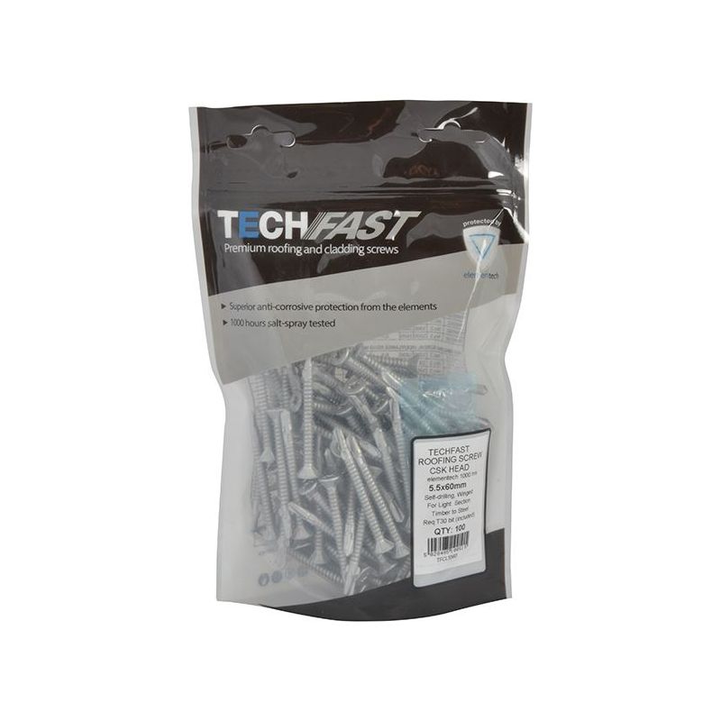 Forgefix TechFast Roofing Screw Timber - Steel Light Section 5.5 x 60mm Pack 100 ForgeFix - Dynamic Drive