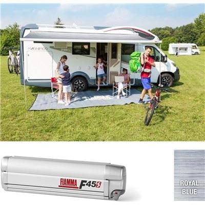 Fiamma F45S 425cm Awning Polar White Case Royal Blue Fabric Motorhome Caravan Fiamma - Dynamic Drive