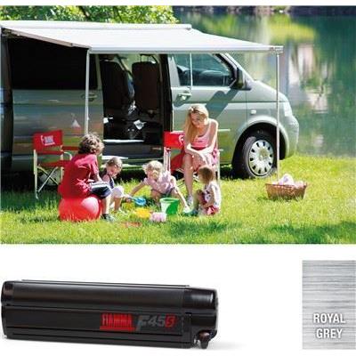 Fiamma F45S VW T5 T6 California Awning 260 Deep Black Case Royal Grey Fabric Fiamma - Dynamic Drive