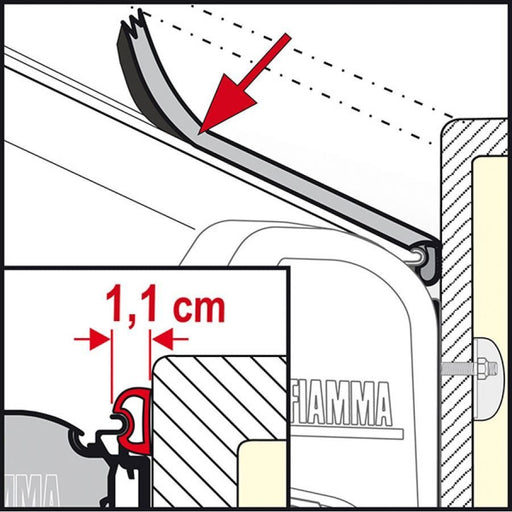 Fiamma Rain Guard 1.1Cm Wide X 1M, Rubber Rain Seal For Fiamma F45 Awnings 03910-01- Fiamma - Dynamic Drive
