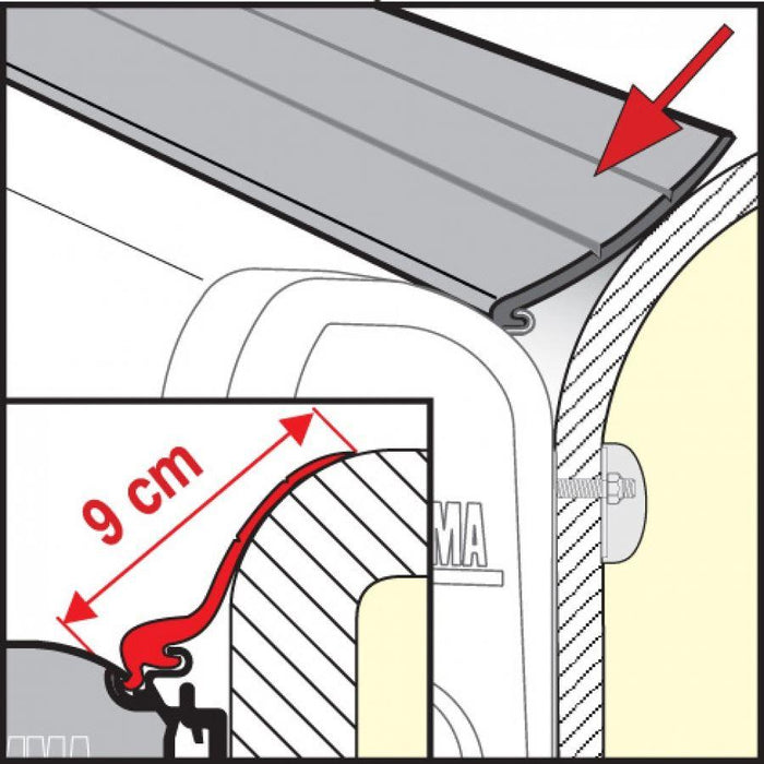 Fiamma Rain Guard 9Cm Wide X 1M, Rubber Rain Seal For Fiamma F45 Awnings 04629-01- Fiamma - Dynamic Drive