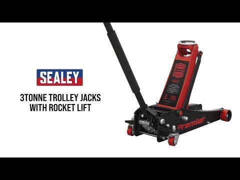 Sealey Trolley Jack 3tonne Rocket Lift Green 3040AG Sealey - Dynamic Drive